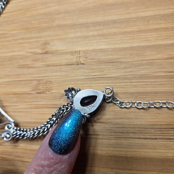 Women's Purple and Silver Jewelry bono necklace handmade - Picture 7 of 8